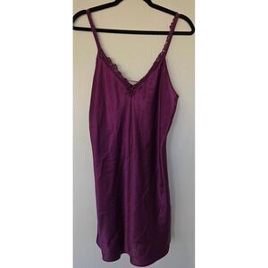 Inner Most Vintage Purple Satin Lace Babydoll Slip‎ Dress M Y2K Coquette USA